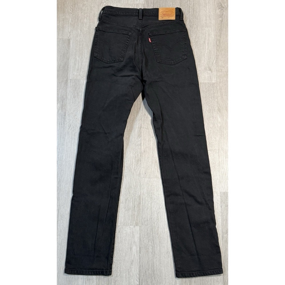 Levis 501 Straight Leg Button Fly Denim Jeans Men's 25Wx32L Black Comfort Casual - Picture 9 of 13